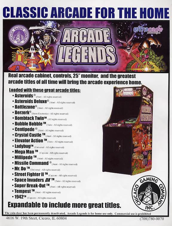 Arcade Legends Coin-op Video Arcade Machine by Chicago Gaming