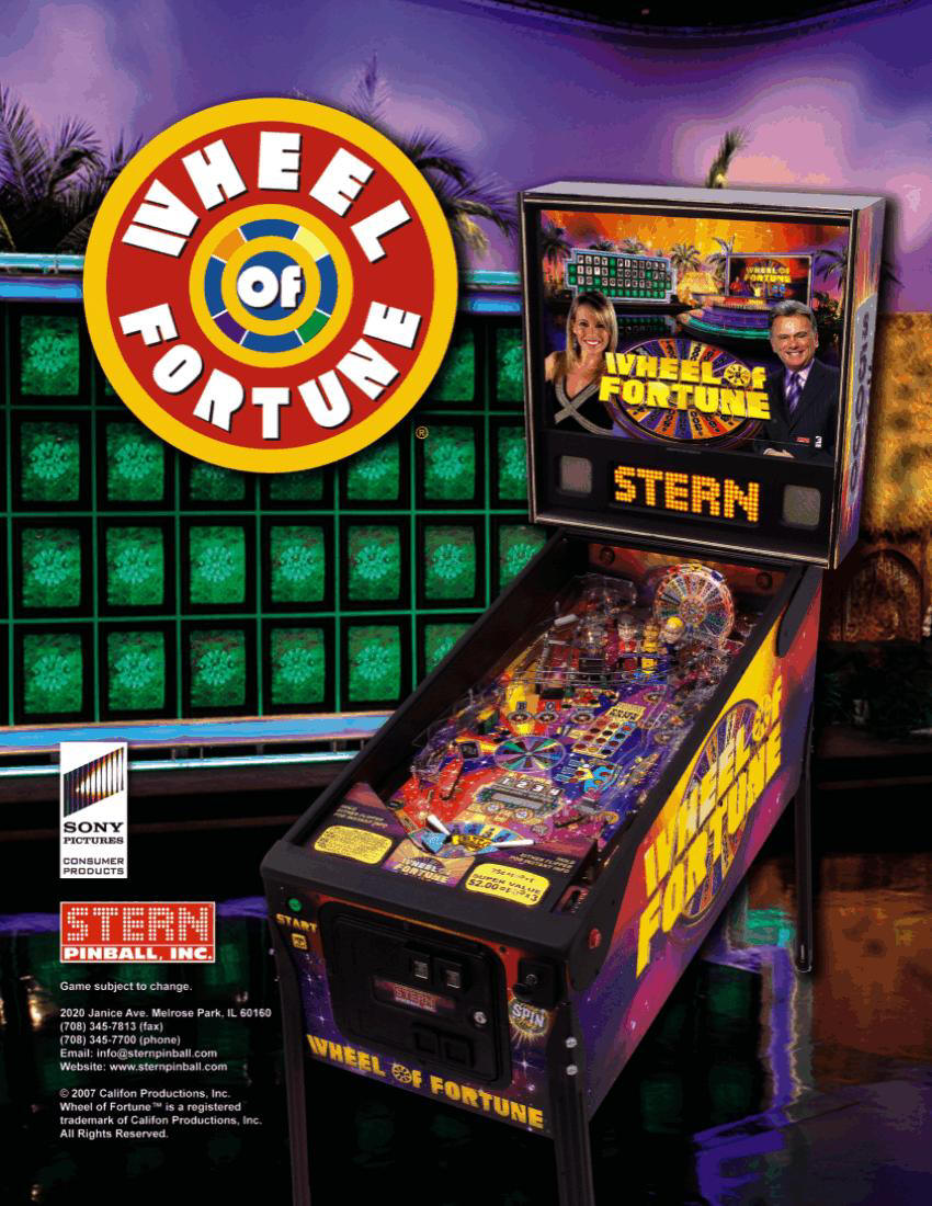 Wheel of Fortune Pinball brochure 1