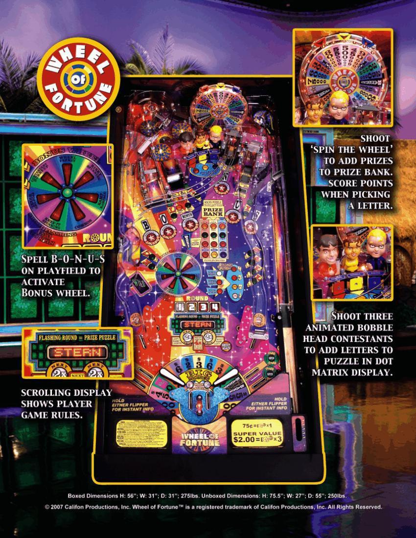 Wheel of Fortune Pinball brochure 2